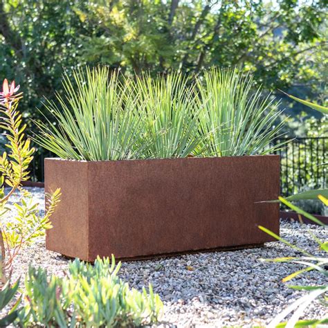 deep metal planter boxes|rustic metal planter boxes.